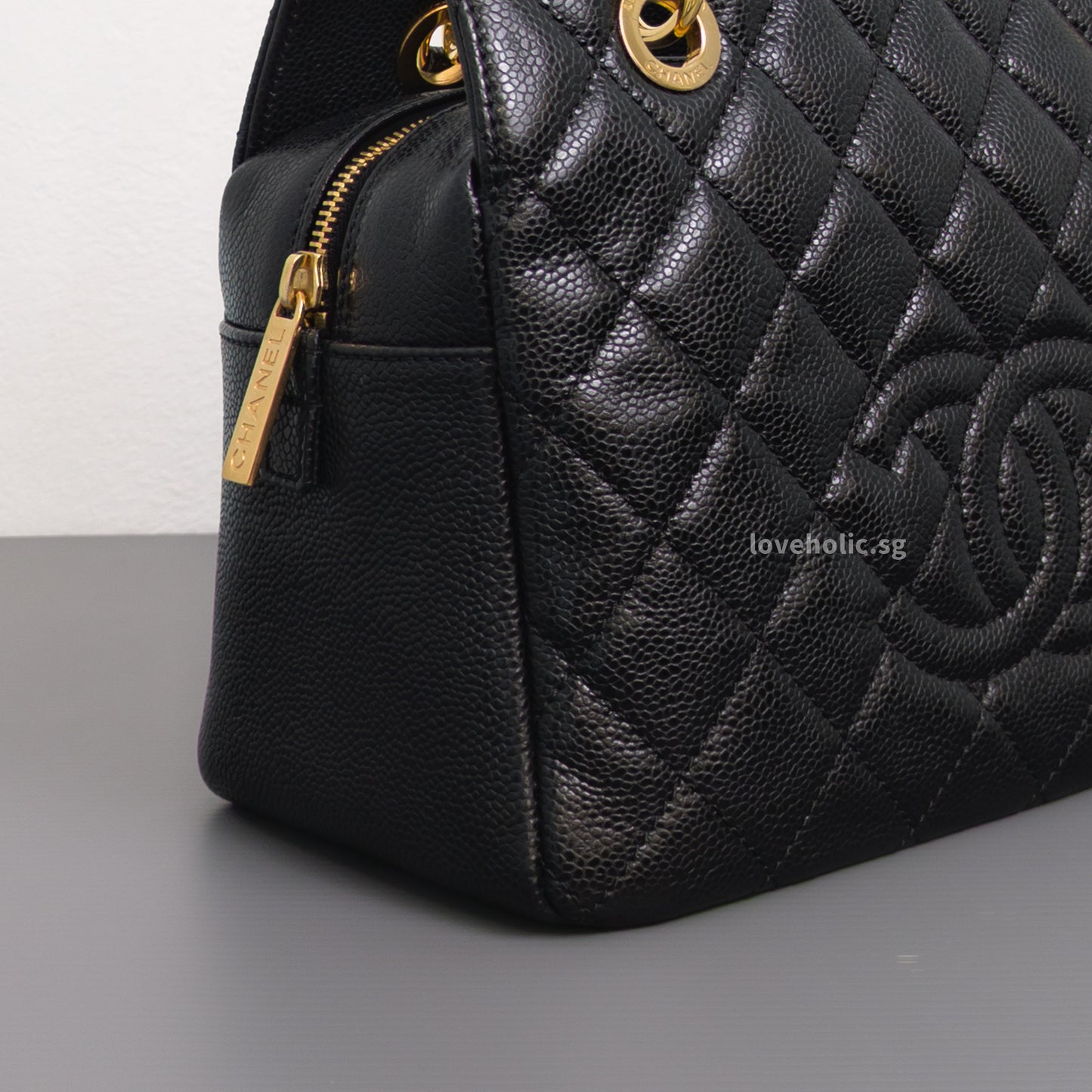 Chanel PTT Petite Timeless Tote Black Caviar Gold Hardware-details