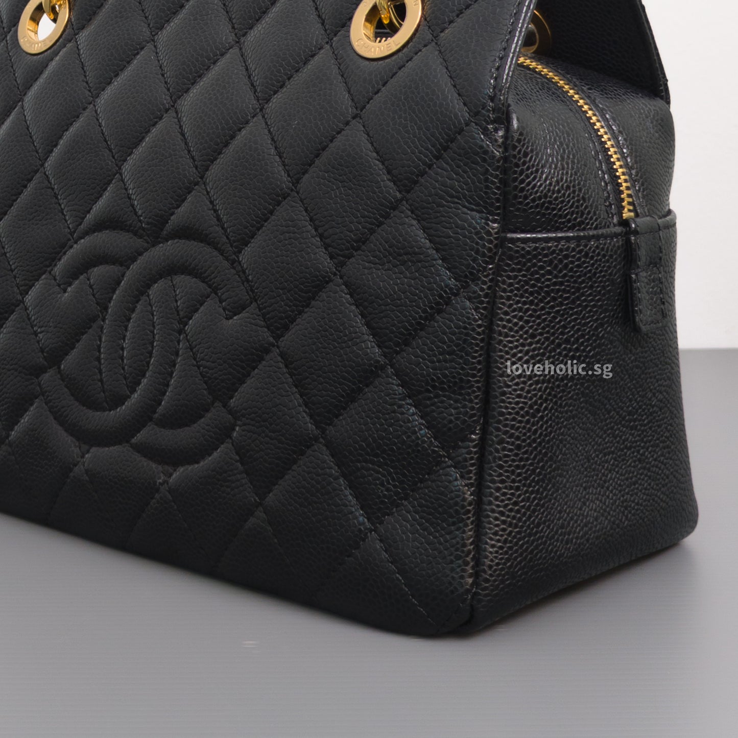 Chanel PTT Petite Timeless Tote Black Caviar Gold Hardware-details
