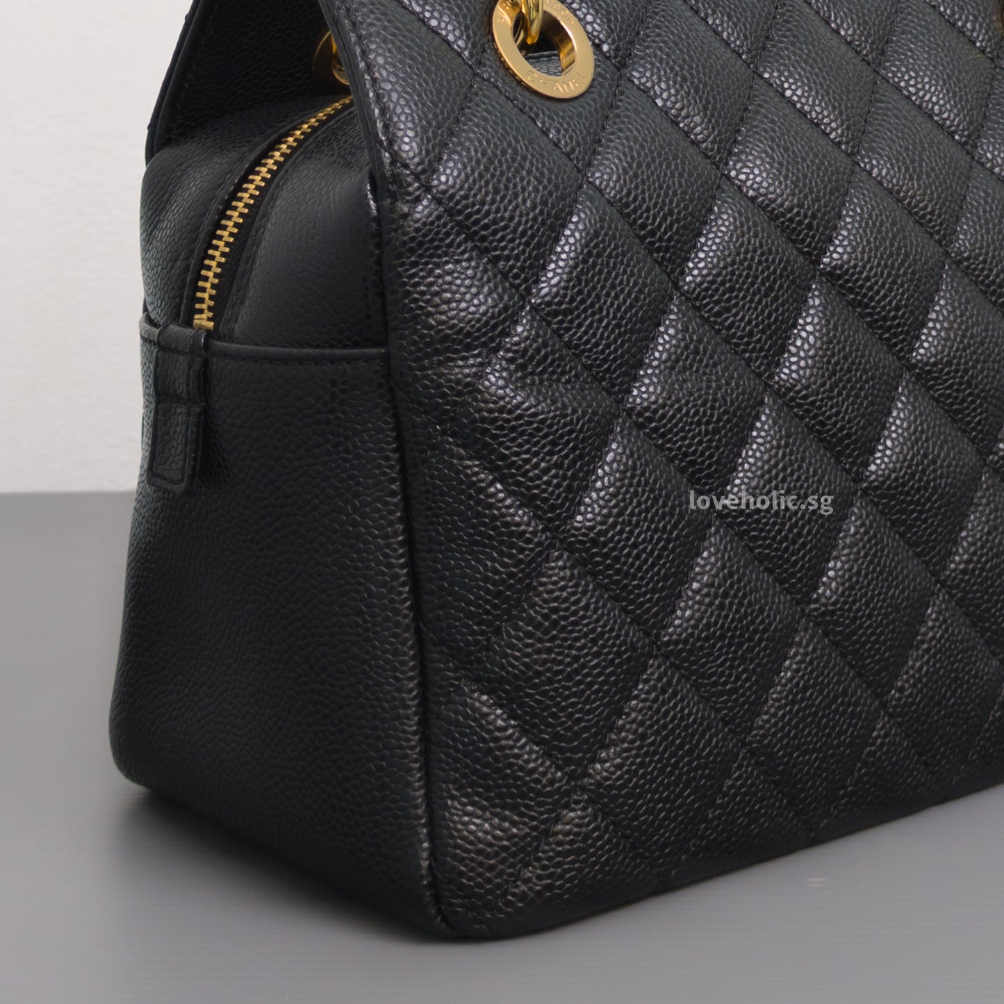 Chanel PTT Petite Timeless Tote Black Caviar Gold Hardware-details