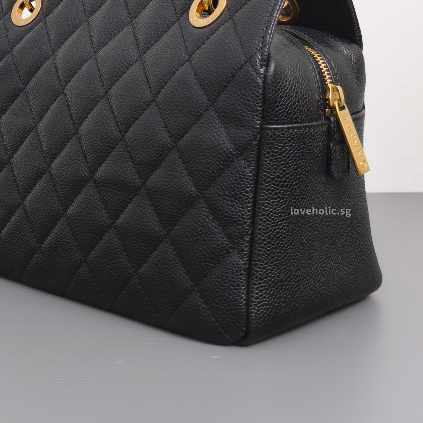 Chanel PTT Petite Timeless Tote Black Caviar Gold Hardware-details