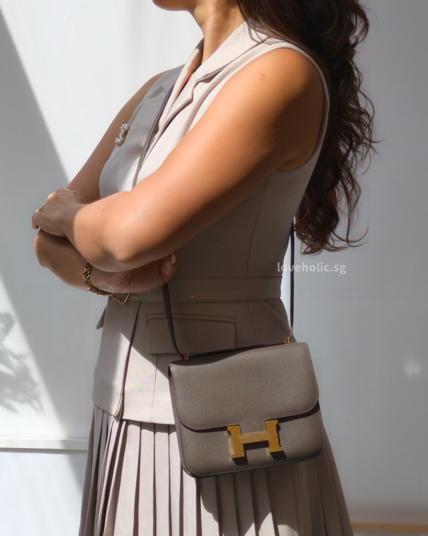Hermes Constance 18 Mini | Etain Epsom Gold Hardware-model