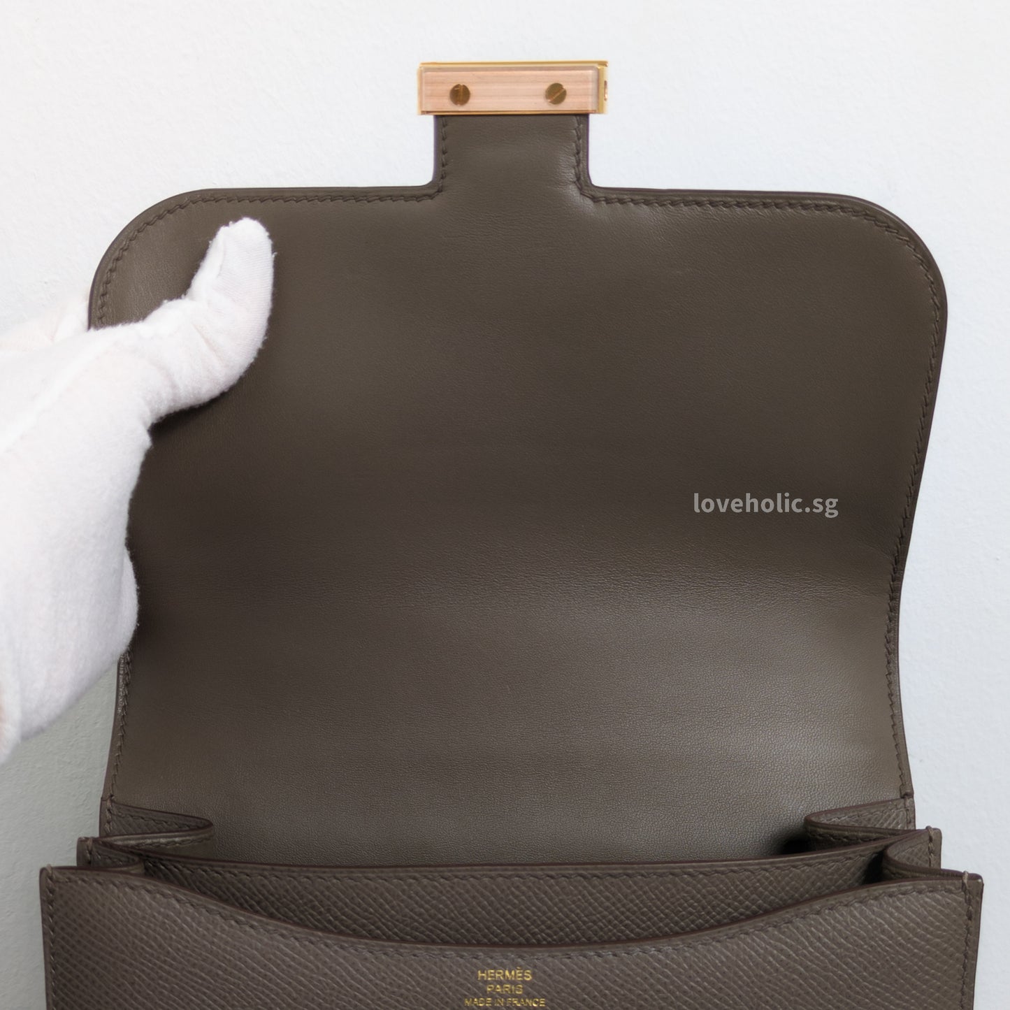 Hermes Constance 18 Mini | Etain Epsom Gold Hardware-details
