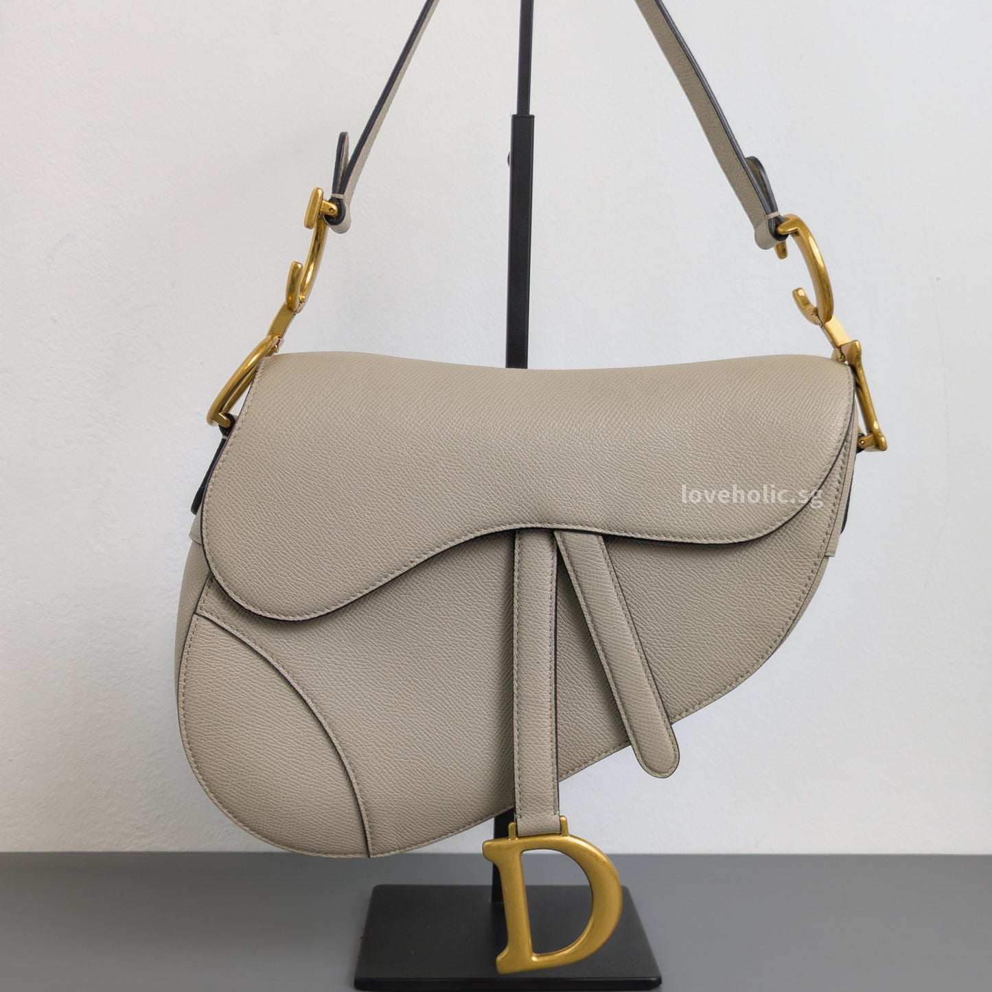 Dior Saddle Beige Grained Calfskin Brushed Gold Hardware-front1