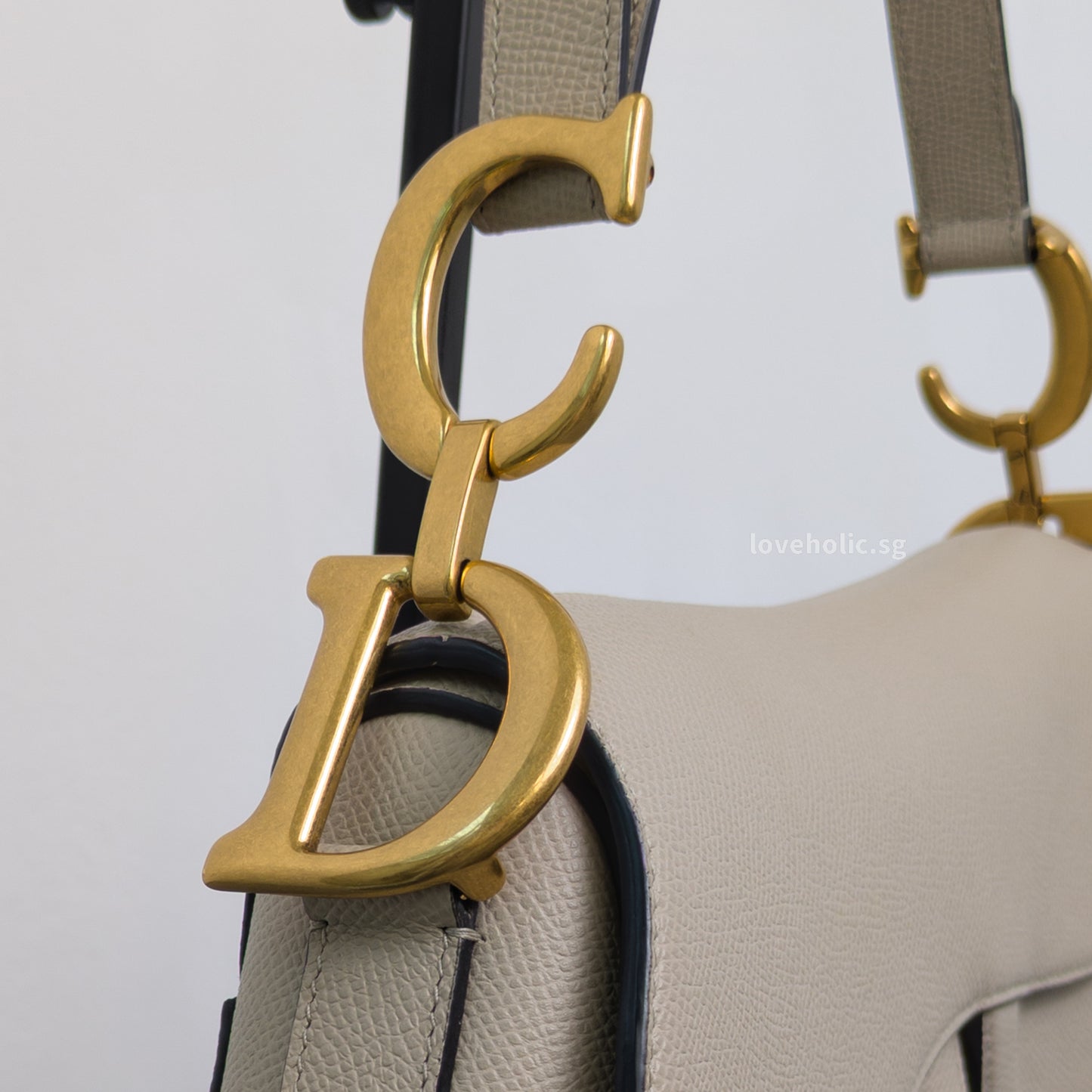 Dior Saddle Beige Grained Calfskin Brushed Gold Hardware-details