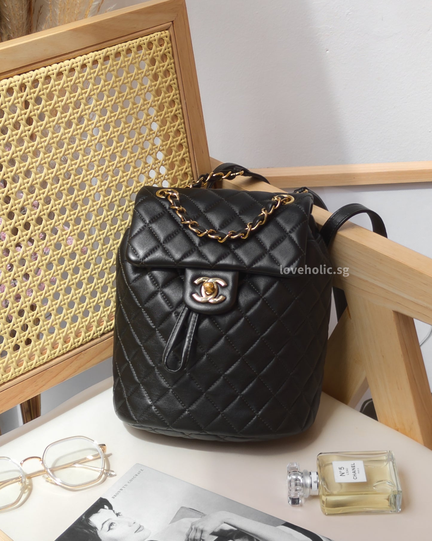 Chanel Urban Spirit Backpack Mini | Black Lambskin Gold Hardware-front