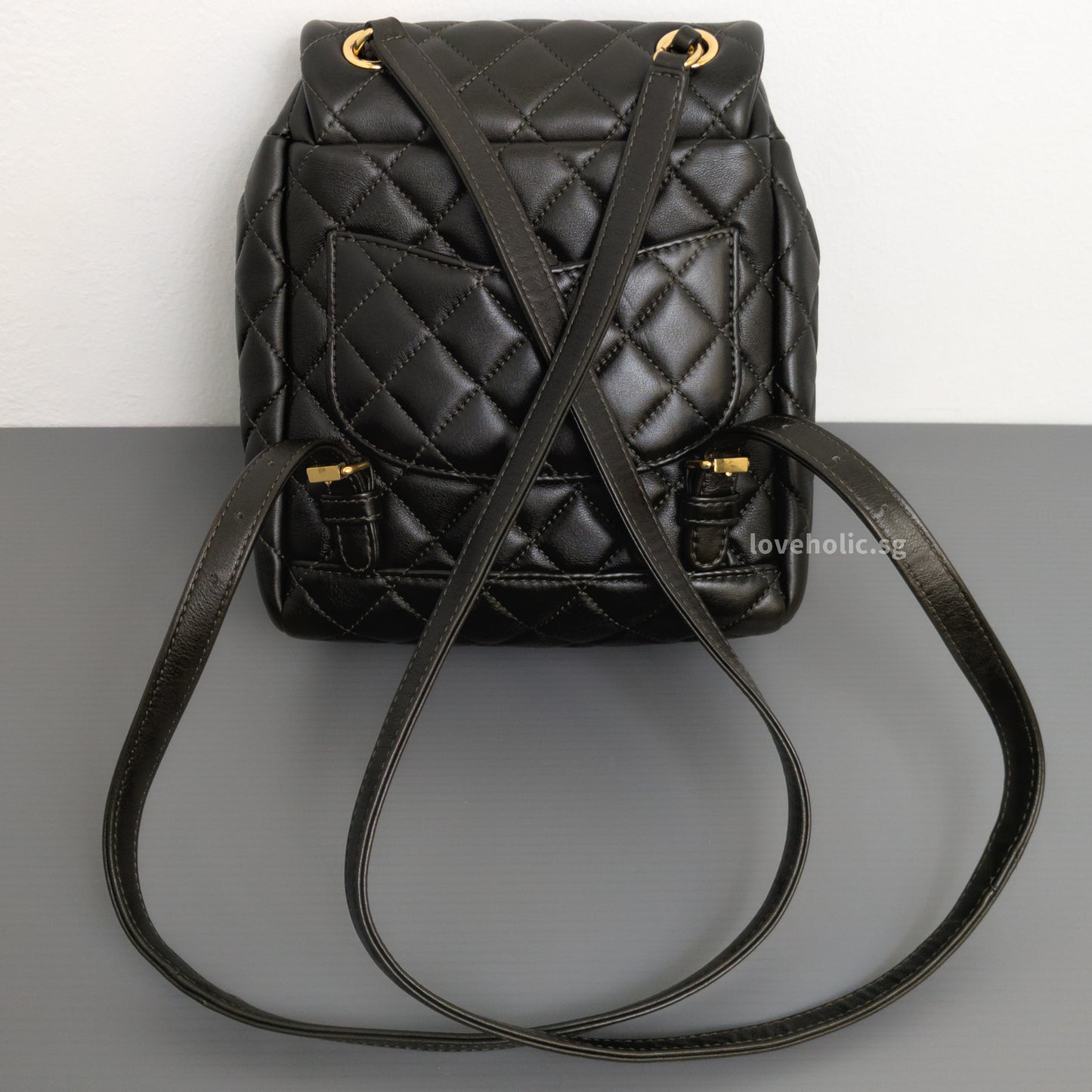 Chanel Urban Spirit Backpack Mini | Black Lambskin Gold Hardware-details