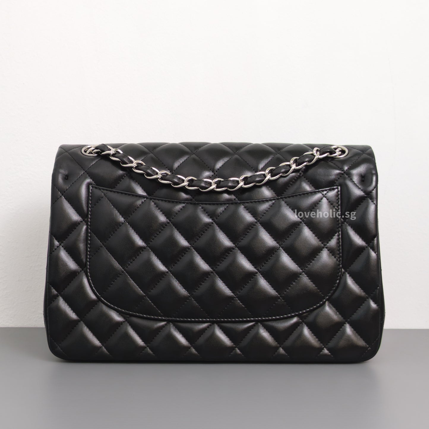Chanel Classic Flap Jumbo | Black Lambskin Silver Hardware-back
