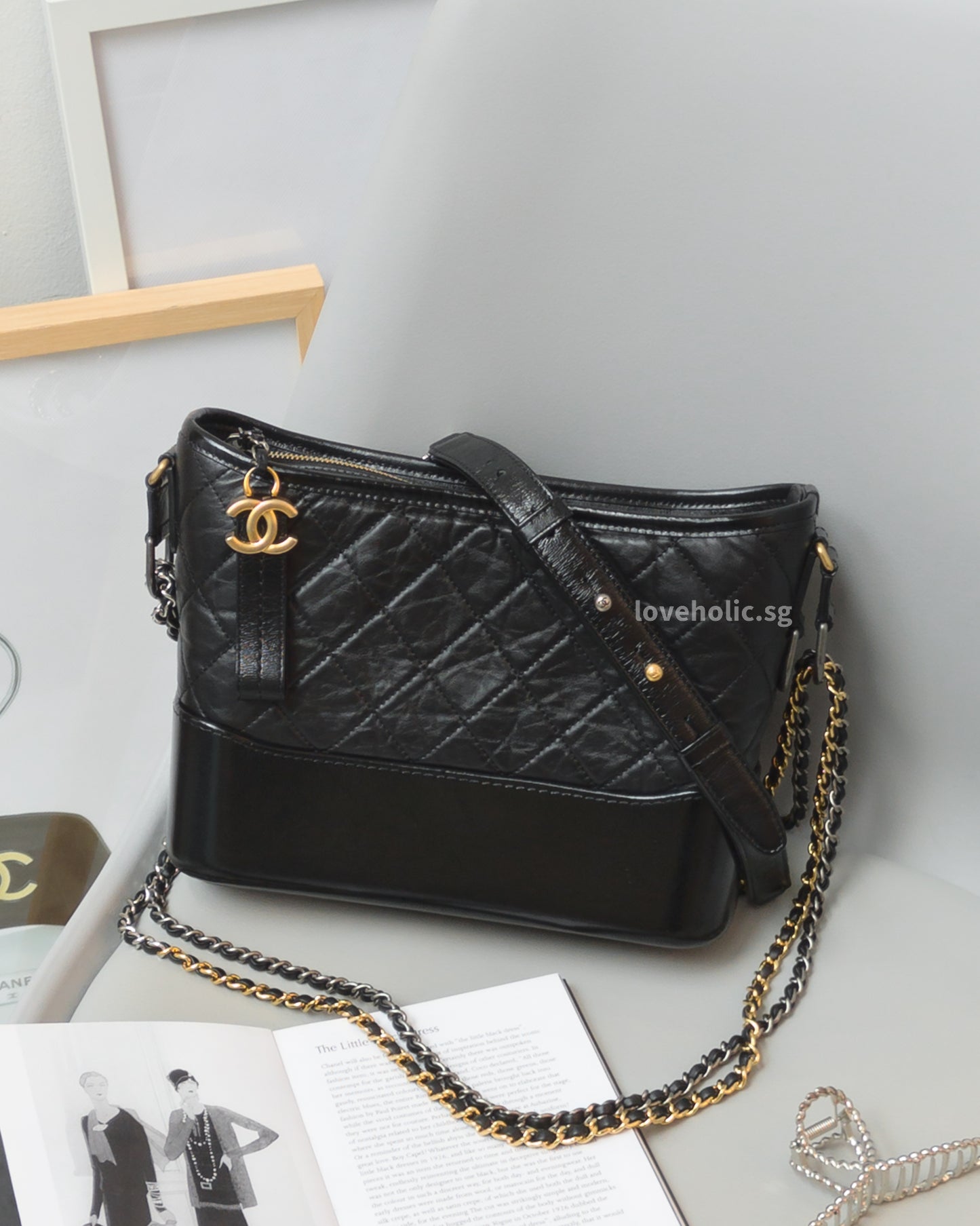 Chanel Gabrielle Hobo Small | Black Calfskin Gold/Silver Hardware-front