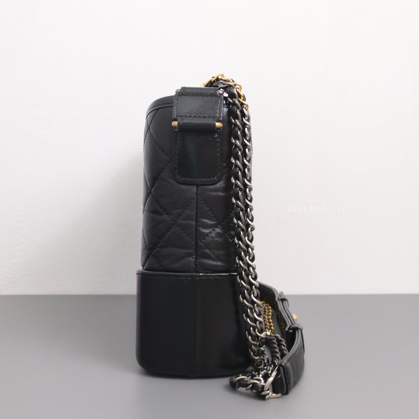 Chanel Gabrielle Hobo Small | Black Calfskin Gold/Silver Hardware-details