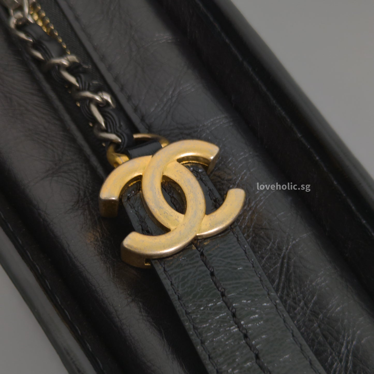 Chanel Gabrielle Hobo Small | Black Calfskin Gold/Silver Hardware-details
