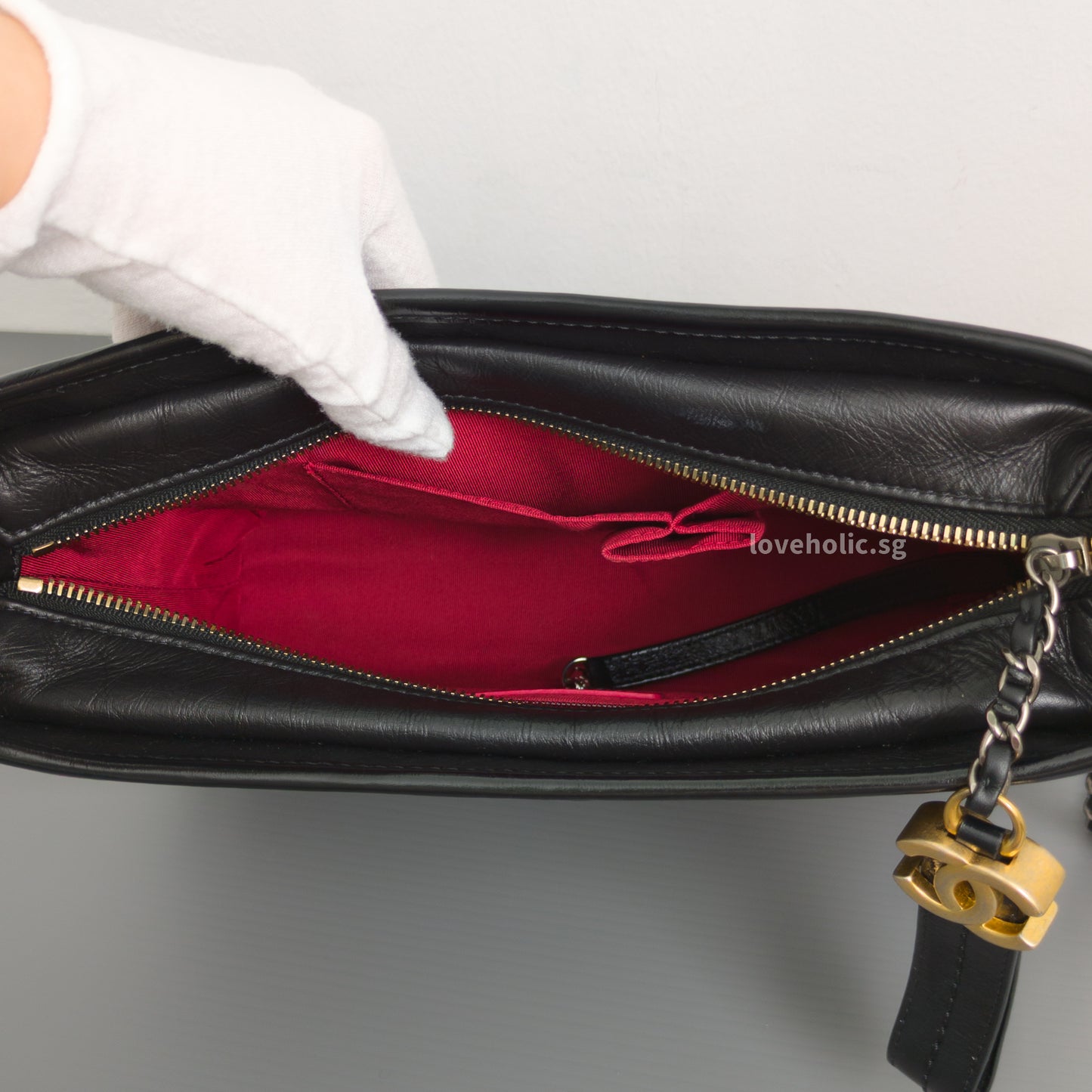Chanel Gabrielle Hobo Small | Black Calfskin Gold/Silver Hardware-details