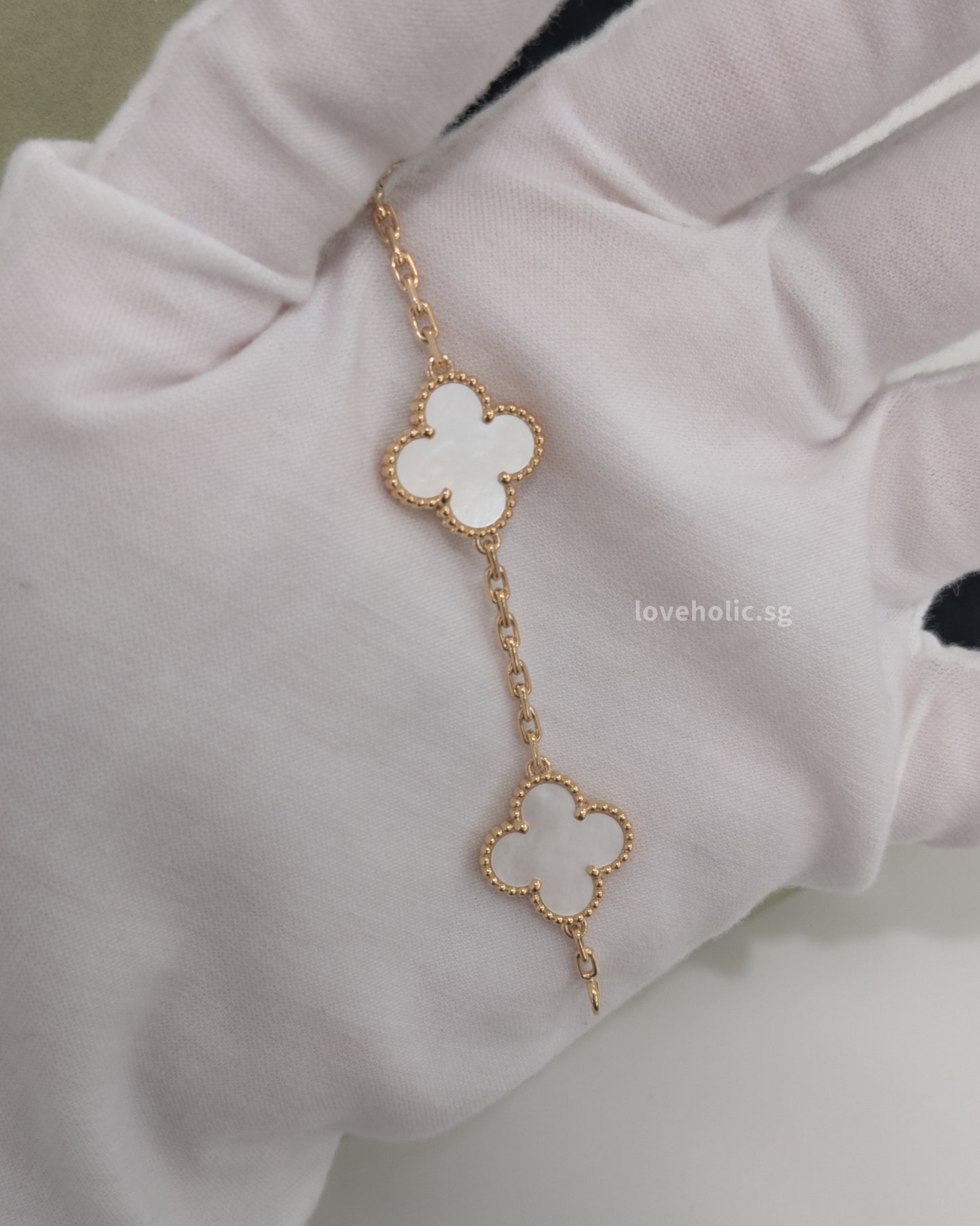 Van Cleef & Arpels VCA Vintage Alhambra Bracelet 5 Motif | Mother Of Pearl 18K Gold-front1