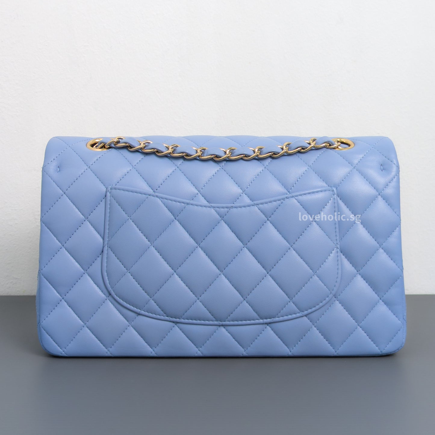 Chanel Classic Flap Medium | 21C Sky Blue Lambskin Light Gold Hardware-back
