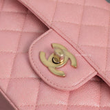 Chanel Classic Flap Small | 19S Iridescent Sakura Pink Caviar Light Gold Hardware-details