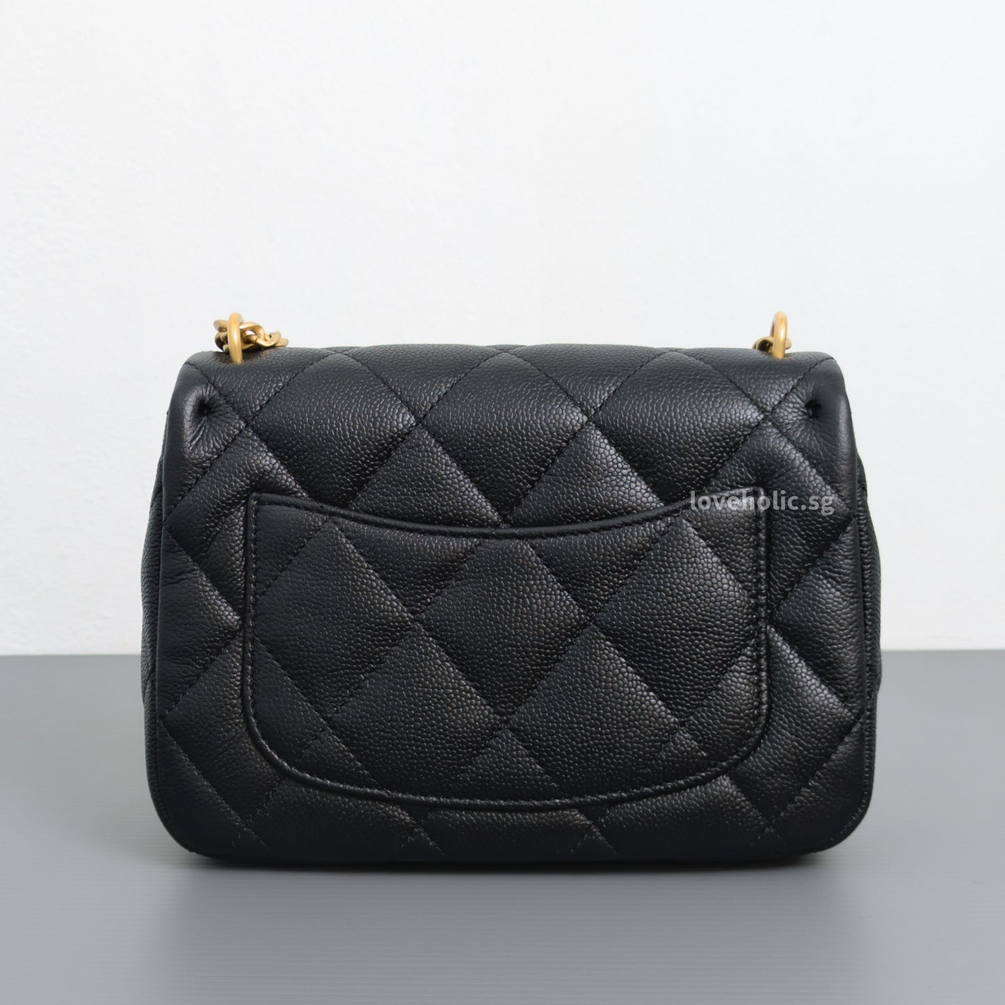 Chanel Flap Bag 23P Mini Heart Crush | Black Caviar Brushed Gold Hardware-back