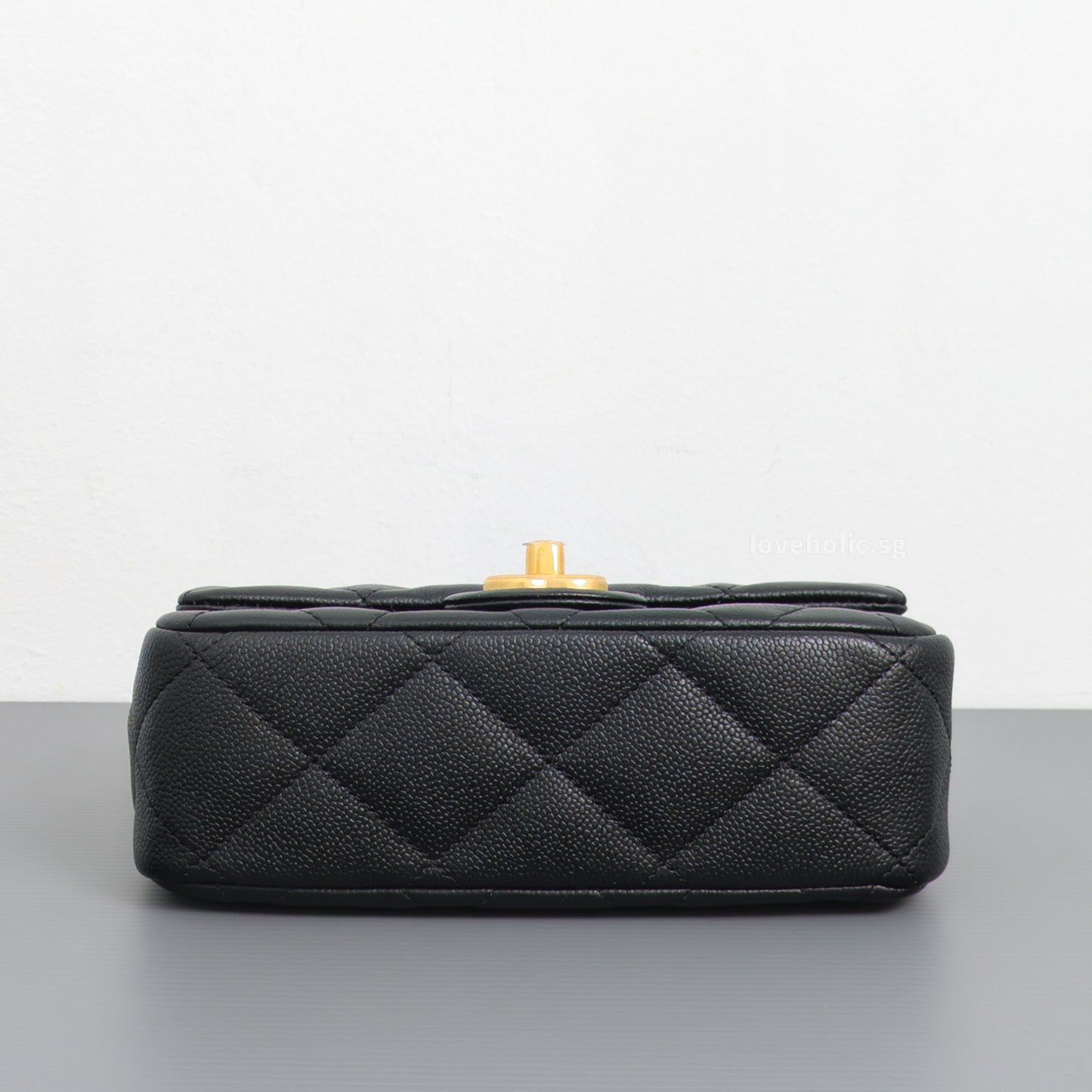 Chanel Flap Bag 23P Mini Heart Crush | Black Caviar Brushed Gold Hardware-details