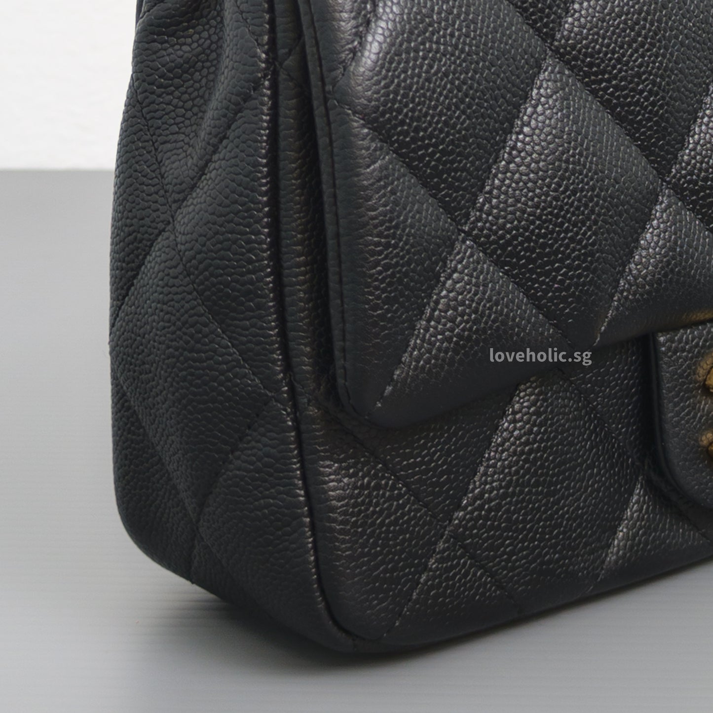 Chanel Flap Bag 23P Mini Heart Crush | Black Caviar Brushed Gold Hardware-details