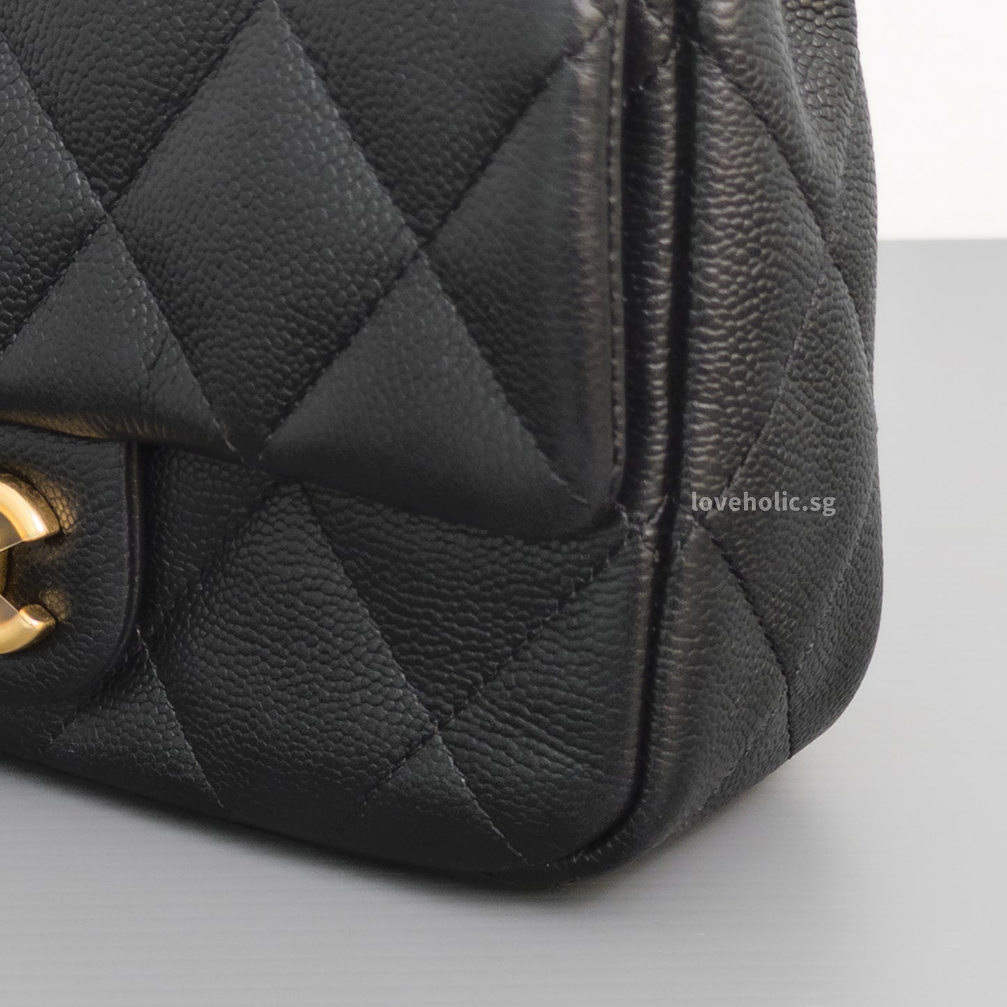 Chanel Flap Bag 23P Mini Heart Crush | Black Caviar Brushed Gold Hardware-details