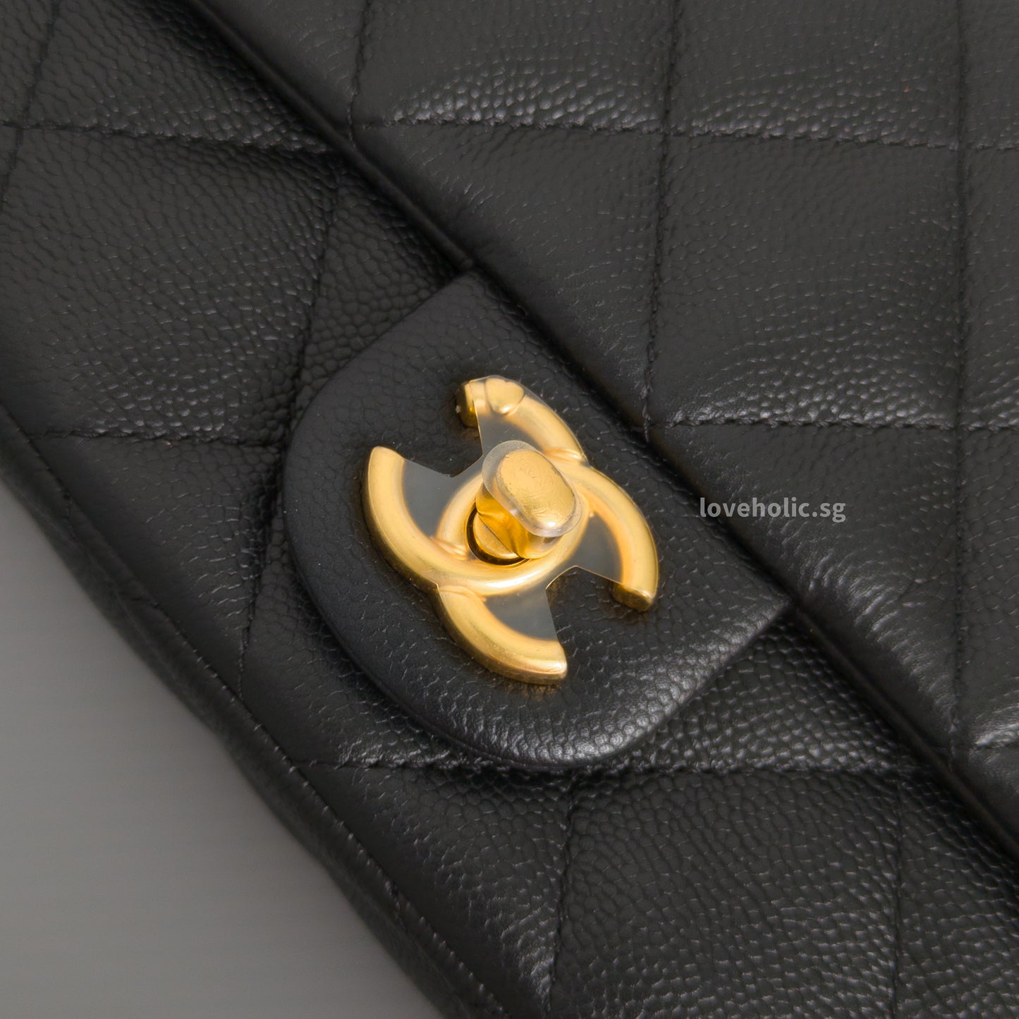 Chanel Flap Bag 23P Mini Heart Crush | Black Caviar Brushed Gold Hardware-details