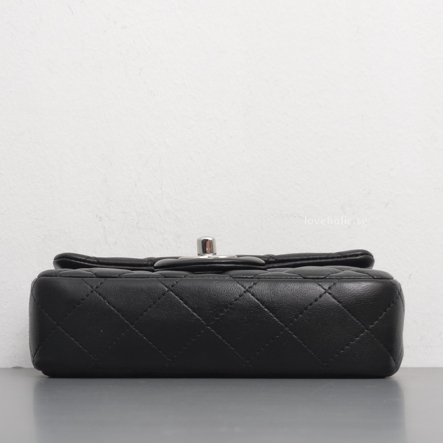 Chanel Mini Rectangle Extra Mini | Black Lambskin Silver Hardware-details