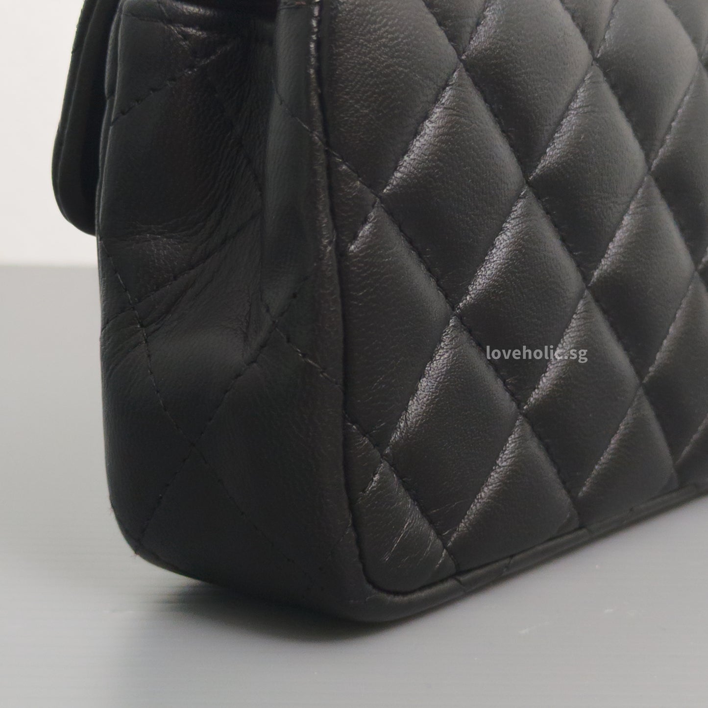 Chanel Mini Rectangle Extra Mini | Black Lambskin Silver Hardware-details