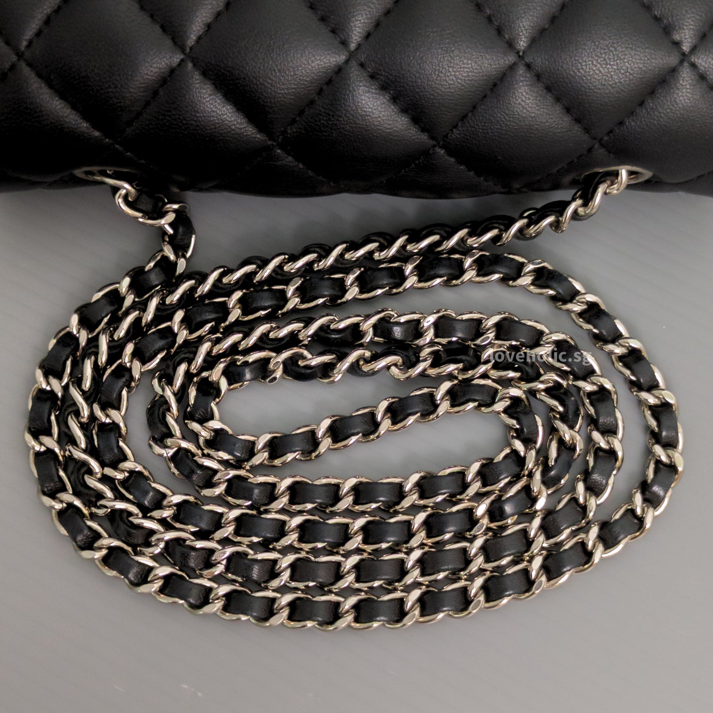 Chanel Mini Rectangle Extra Mini | Black Lambskin Silver Hardware-details