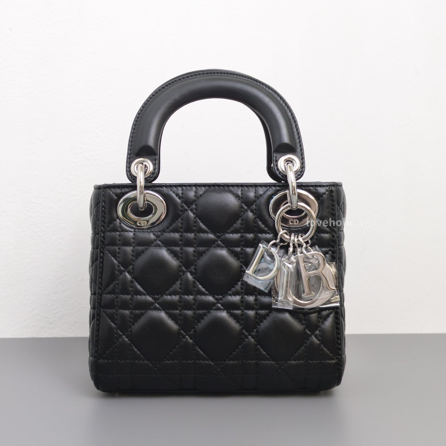 Dior Lady Dior Mini | Black Lambskin Silver Hardware-front1