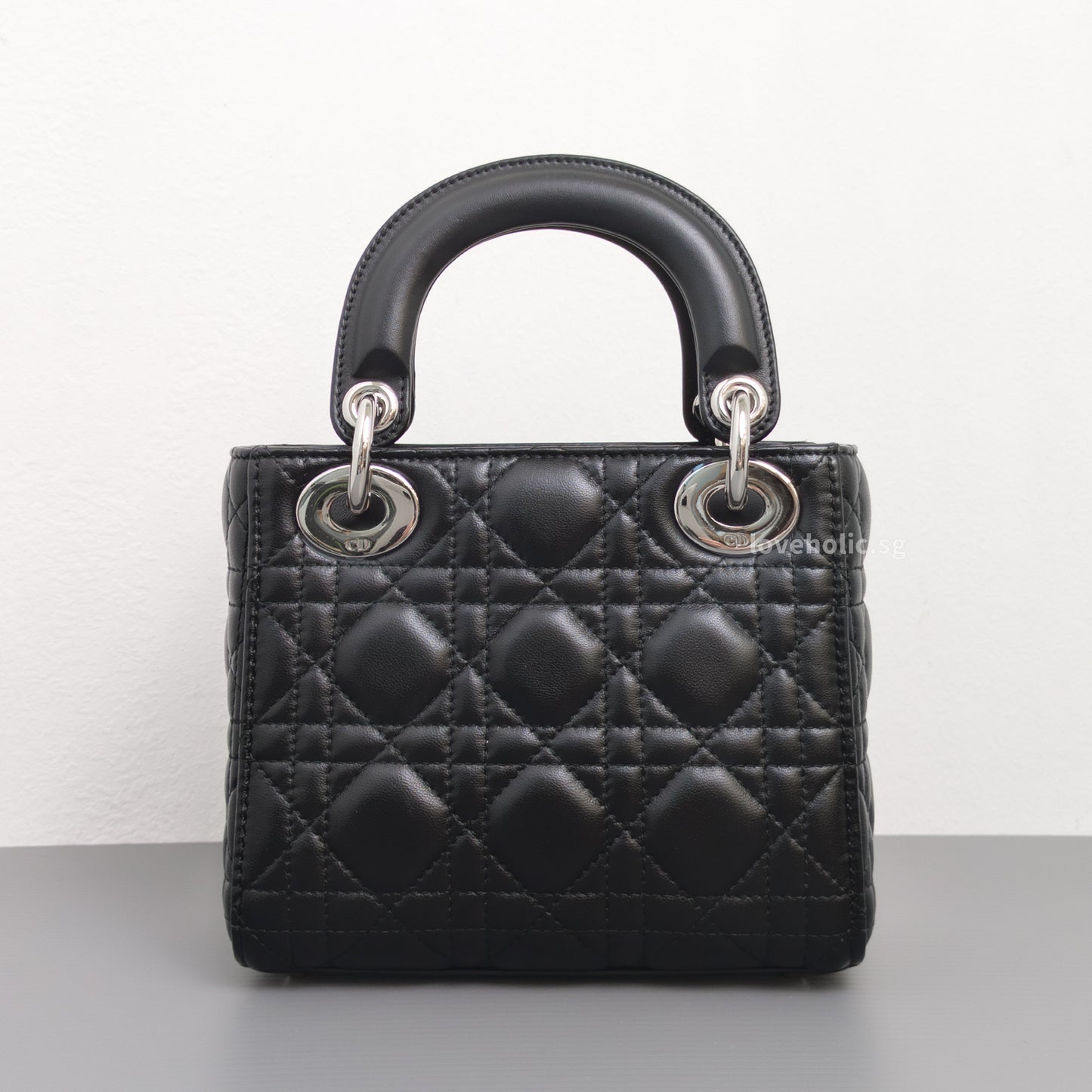 Dior Lady Dior Mini | Black Lambskin Silver Hardware-back