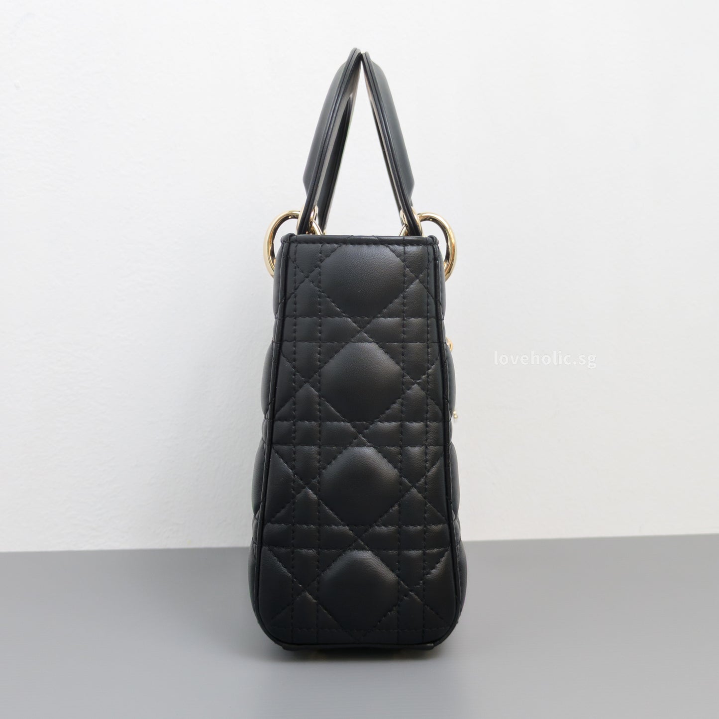 Dior My Lady Dior Small | Black Lambskin Light Gold Hardware-details