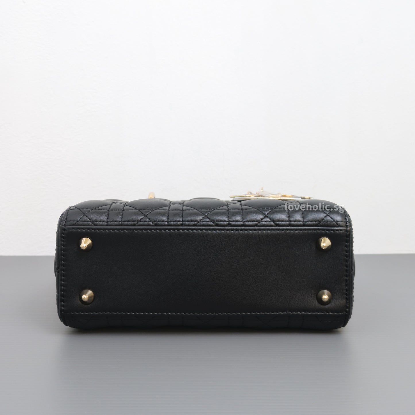 Dior My Lady Dior Small | Black Lambskin Light Gold Hardware-details