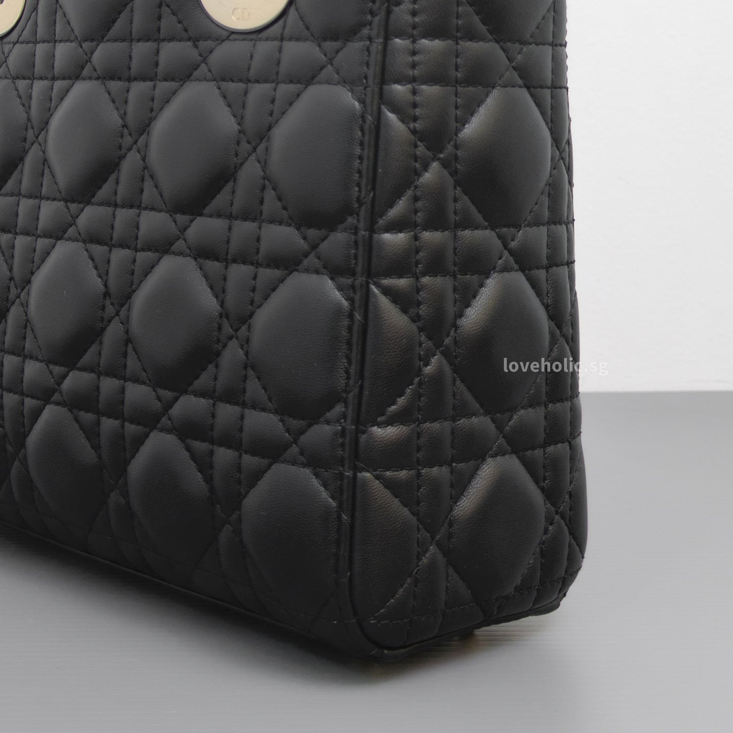 Dior My Lady Dior Small | Black Lambskin Light Gold Hardware-details