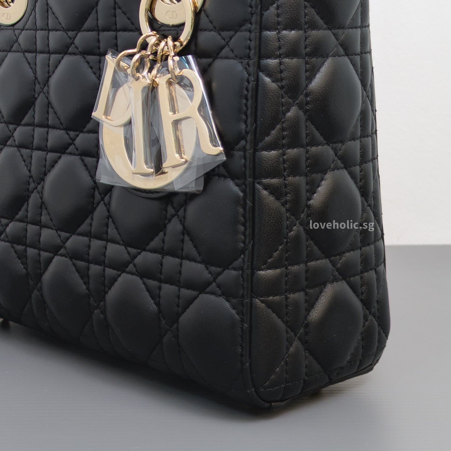 Dior My Lady Dior Small | Black Lambskin Light Gold Hardware-details