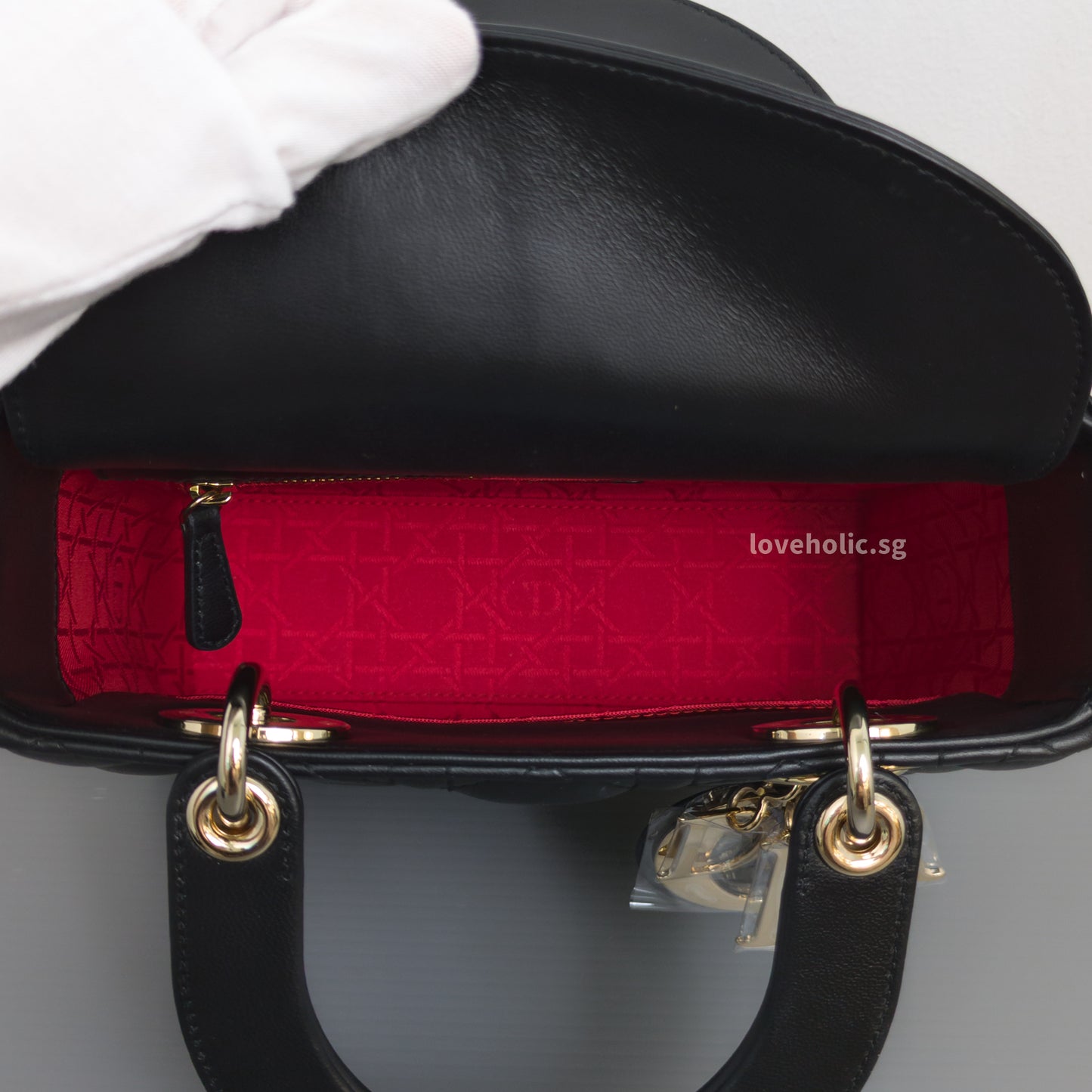 Dior My Lady Dior Small | Black Lambskin Light Gold Hardware-details