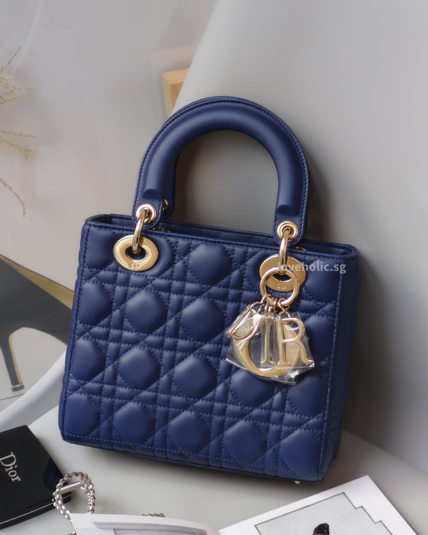 Dior My ABC Lady Dior Small | Navy Blue Lambskin Light Gold Hardware-front