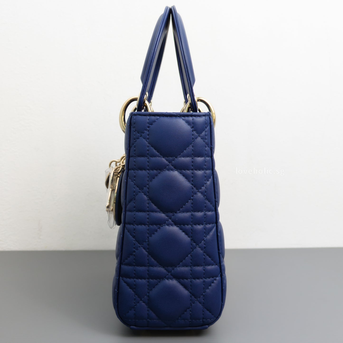 Dior My ABC Lady Dior Small | Navy Blue Lambskin Light Gold Hardware-details