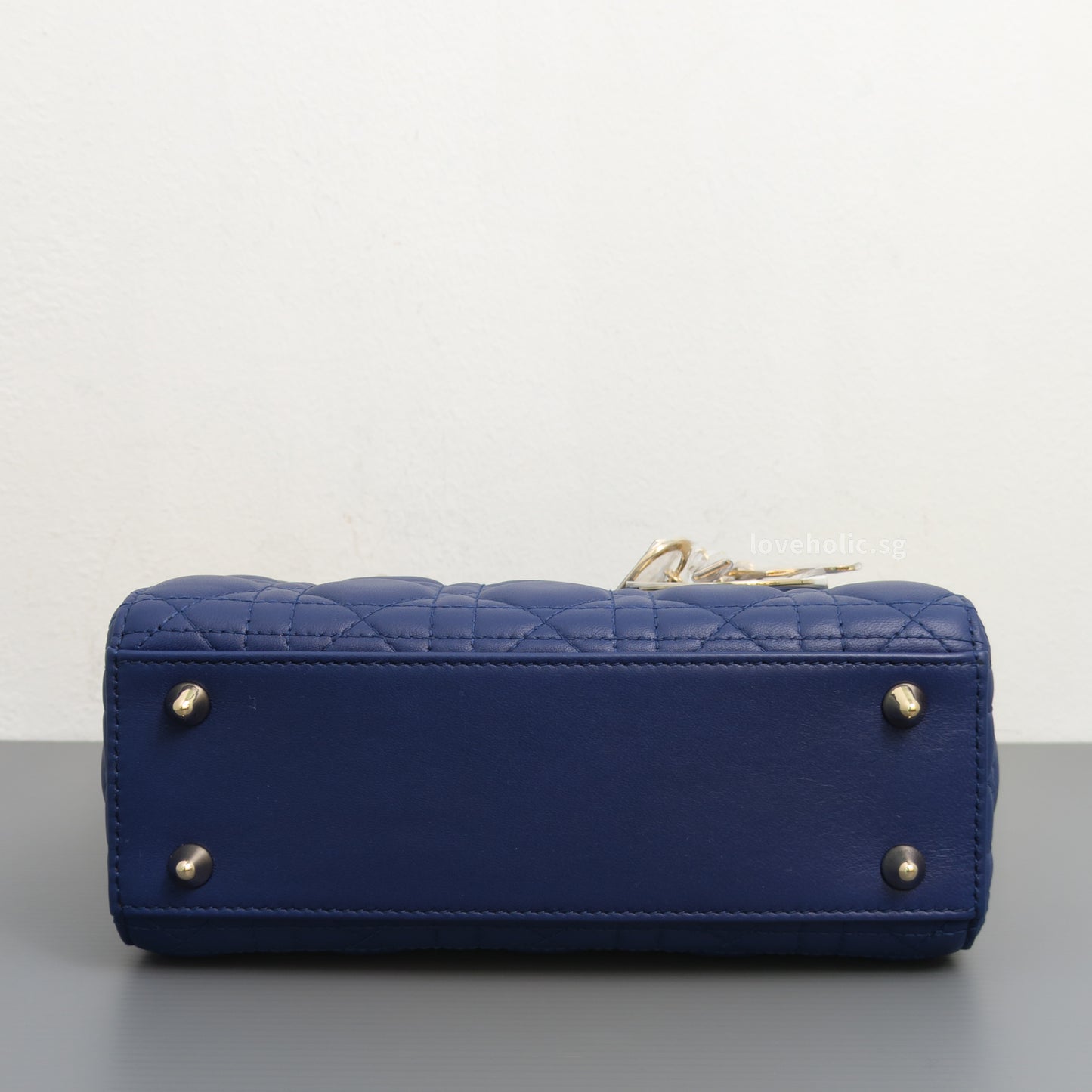 Dior My ABC Lady Dior Small | Navy Blue Lambskin Light Gold Hardware-details