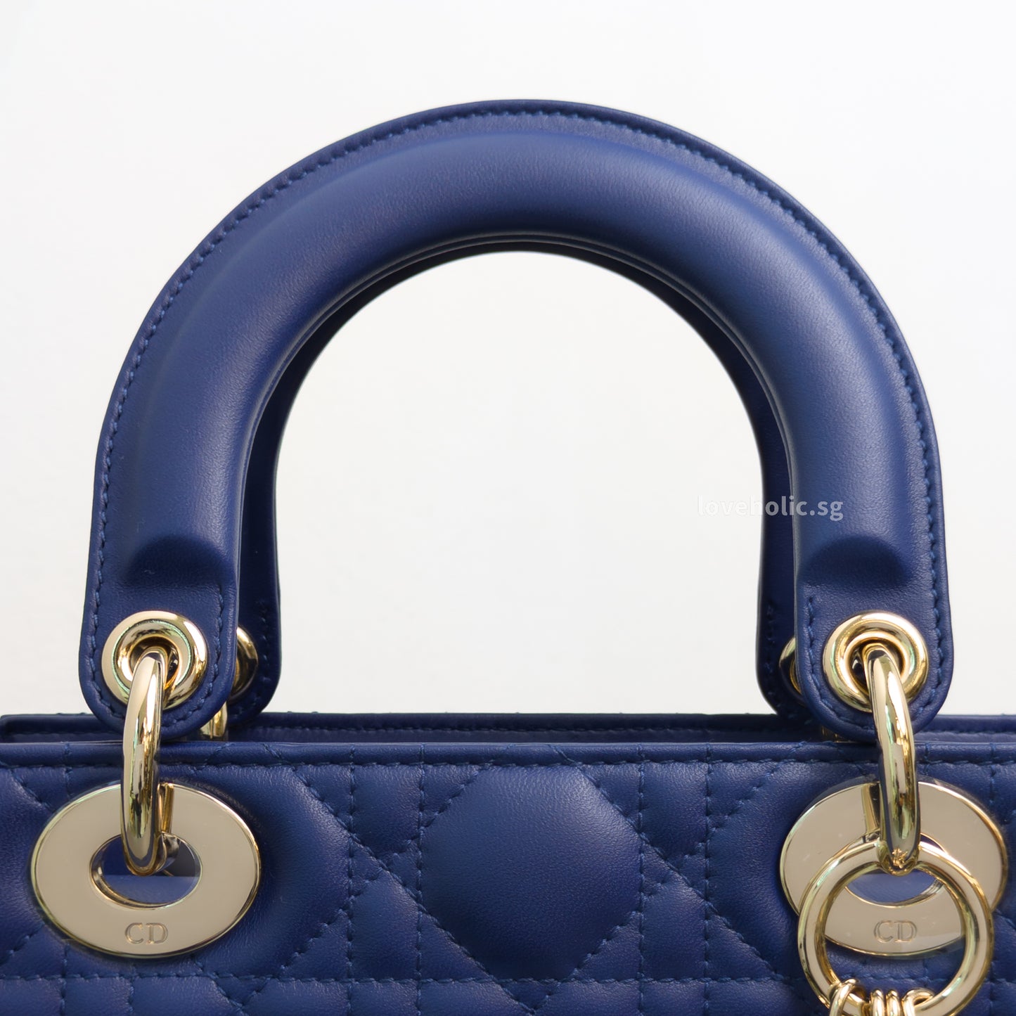 Dior My ABC Lady Dior Small | Navy Blue Lambskin Light Gold Hardware-details