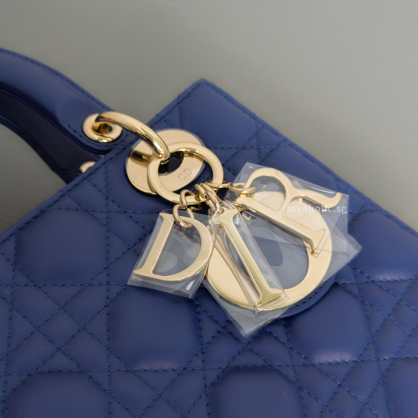 Dior My ABC Lady Dior Small | Navy Blue Lambskin Light Gold Hardware-details