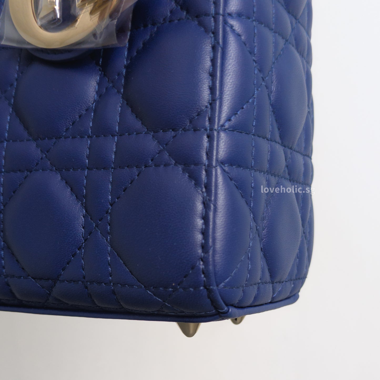 Dior My ABC Lady Dior Small | Navy Blue Lambskin Light Gold Hardware-details