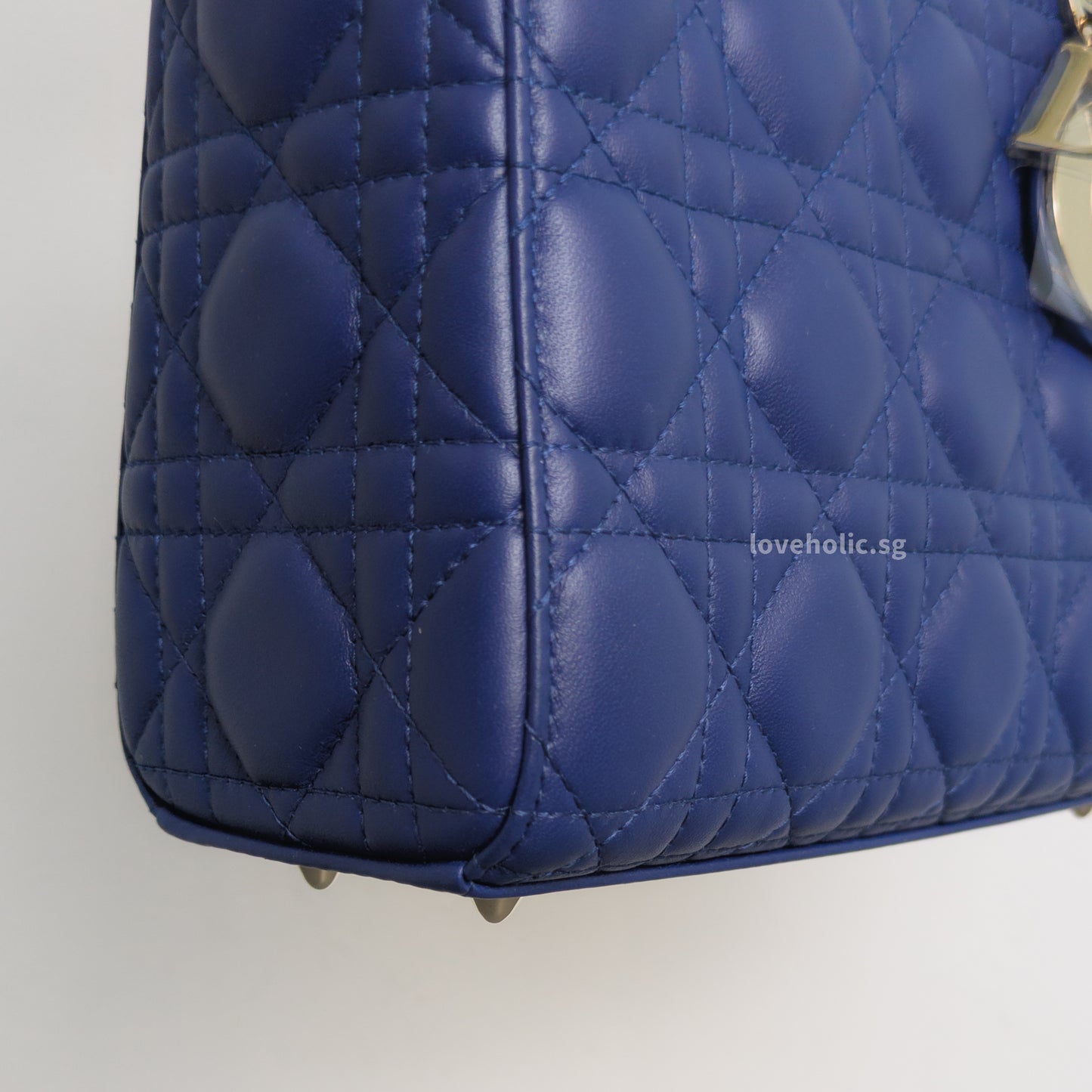 Dior My ABC Lady Dior Small | Navy Blue Lambskin Light Gold Hardware-details