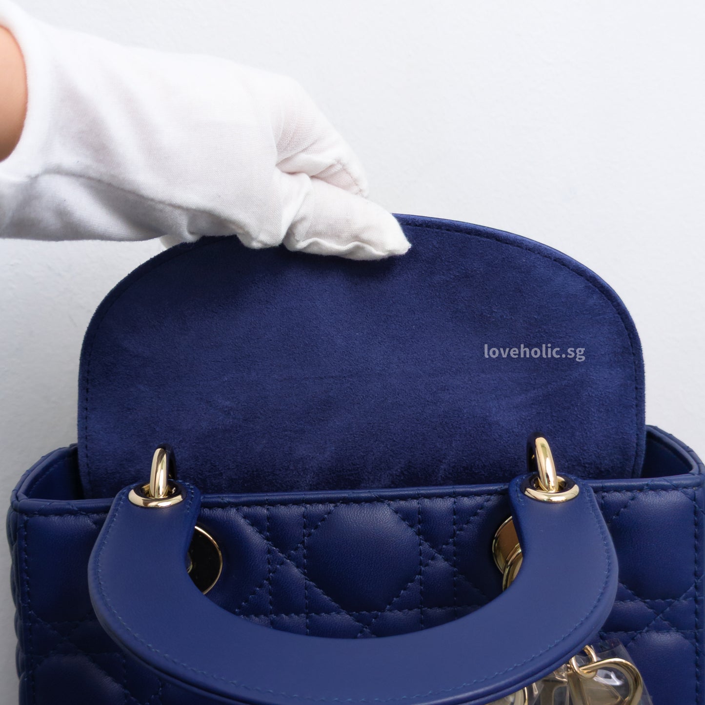 Dior My ABC Lady Dior Small | Navy Blue Lambskin Light Gold Hardware-details