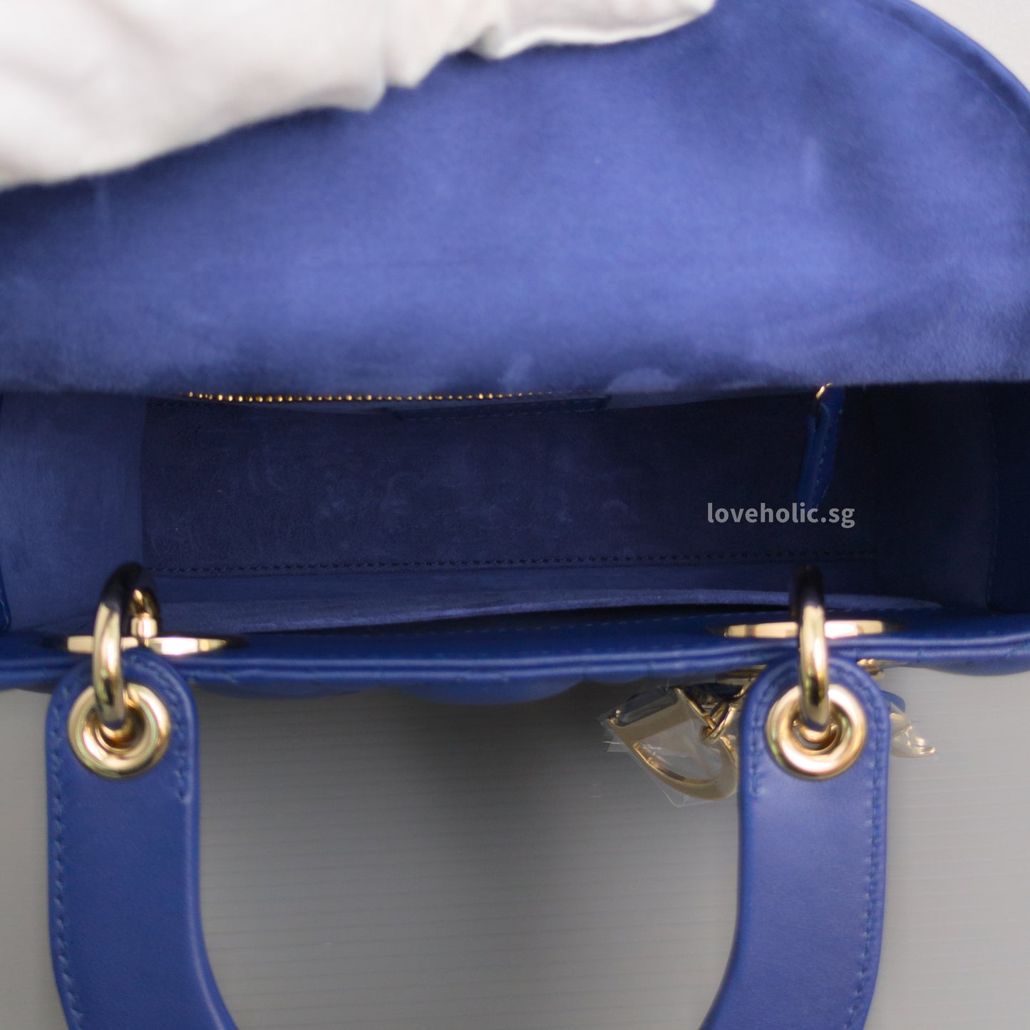 Dior My ABC Lady Dior Small | Navy Blue Lambskin Light Gold Hardware-details