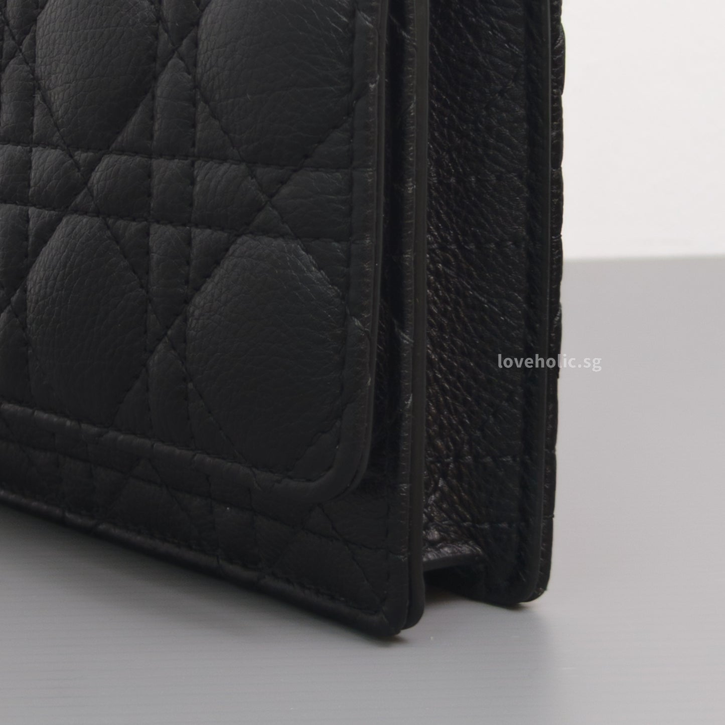 Dior Caro Pouch with Chain | Black Cannage Calfskin Gold Hardware-details
