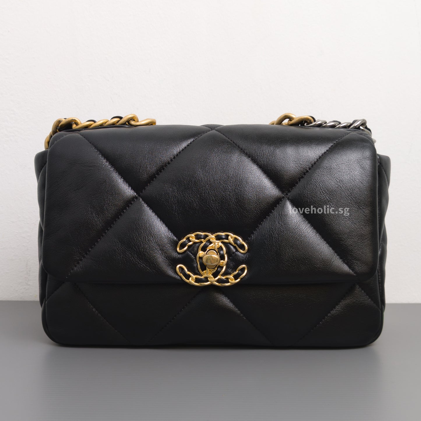 Chanel Chanel 19 Small | Black Lambskin Multicolored Hardware-front1