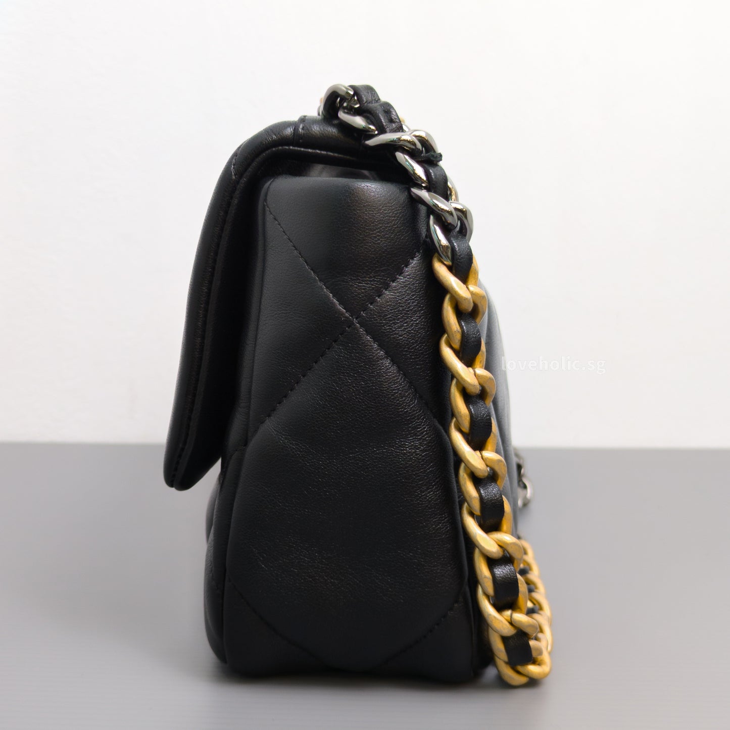 Chanel Chanel 19 Small | Black Lambskin Multicolored Hardware-side