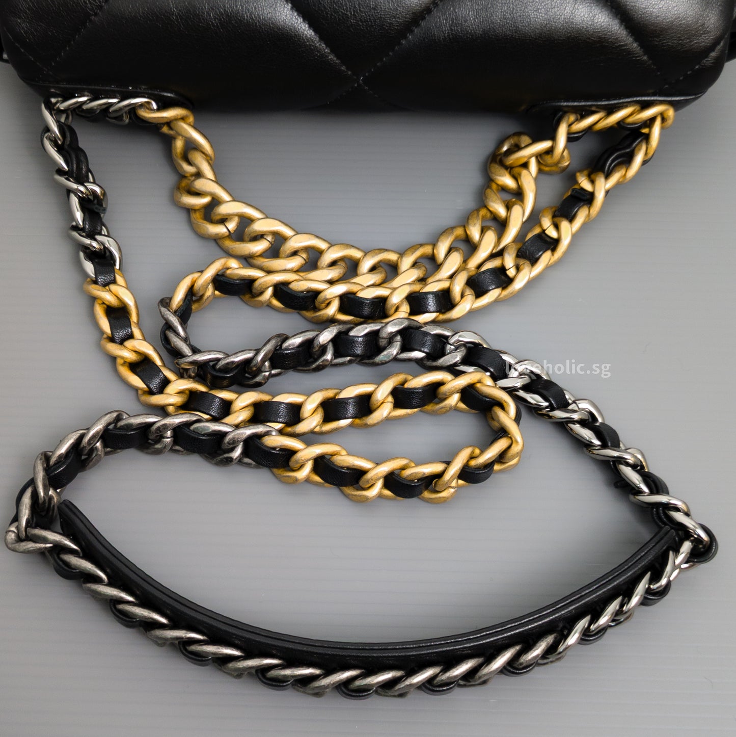 Chanel Chanel 19 Small | Black Lambskin Multicolored Hardware-details