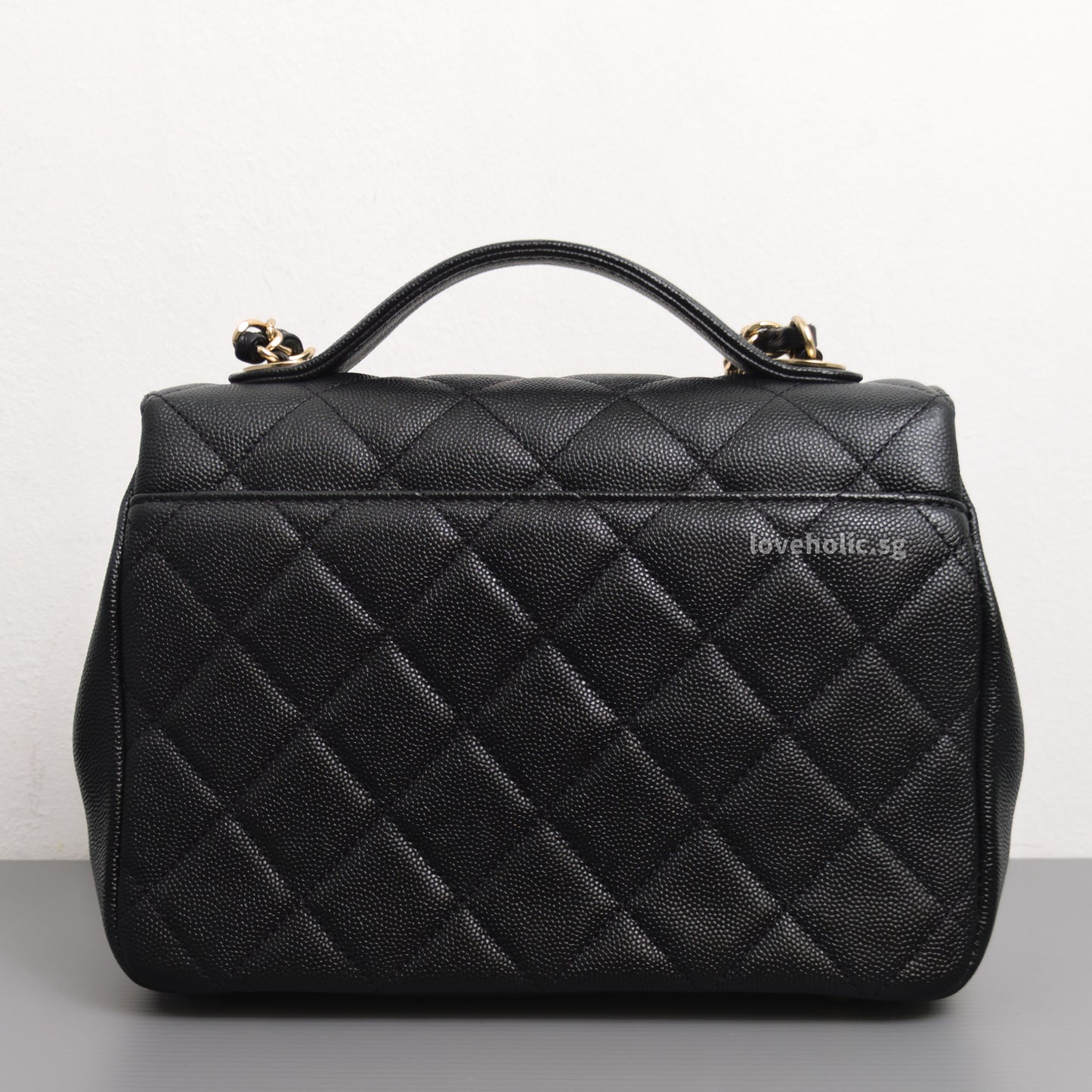 Chanel Business Affinity Flap Bag with Handle Medium | Black Caviar Light Gold Hardware-back