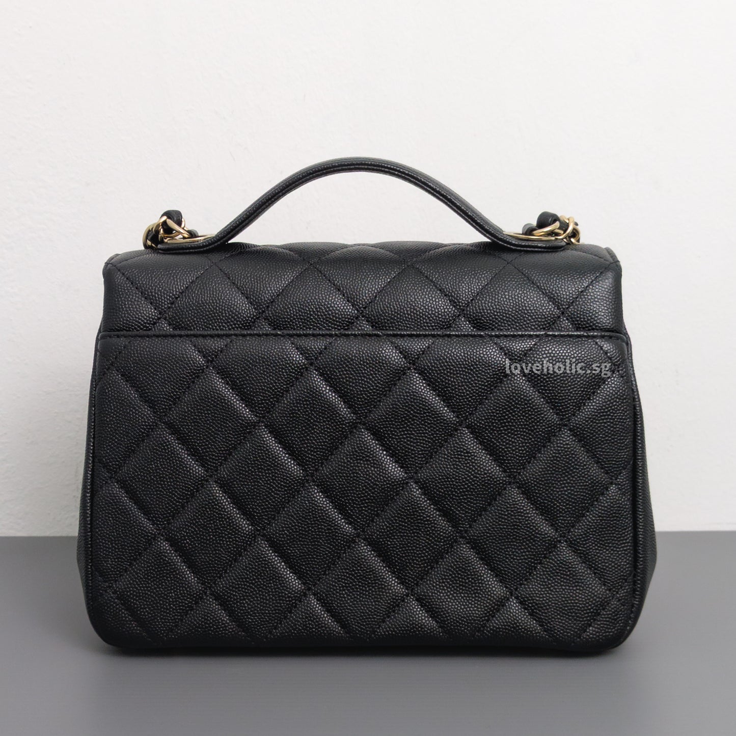 Chanel Business Affinity Flap Bag with Handle Medium | Black Caviar Light Gold Hardware-back