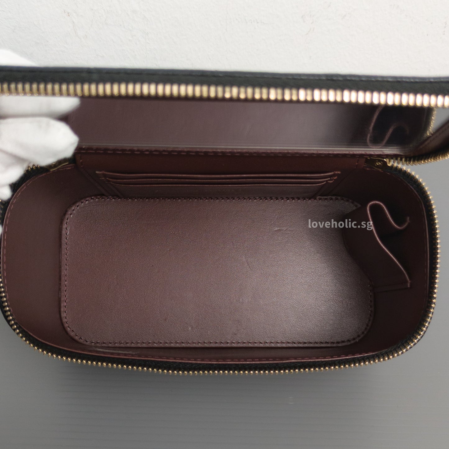 Chanel Vanity Bag with Chain Black Caviar Light Gold Hardware-details