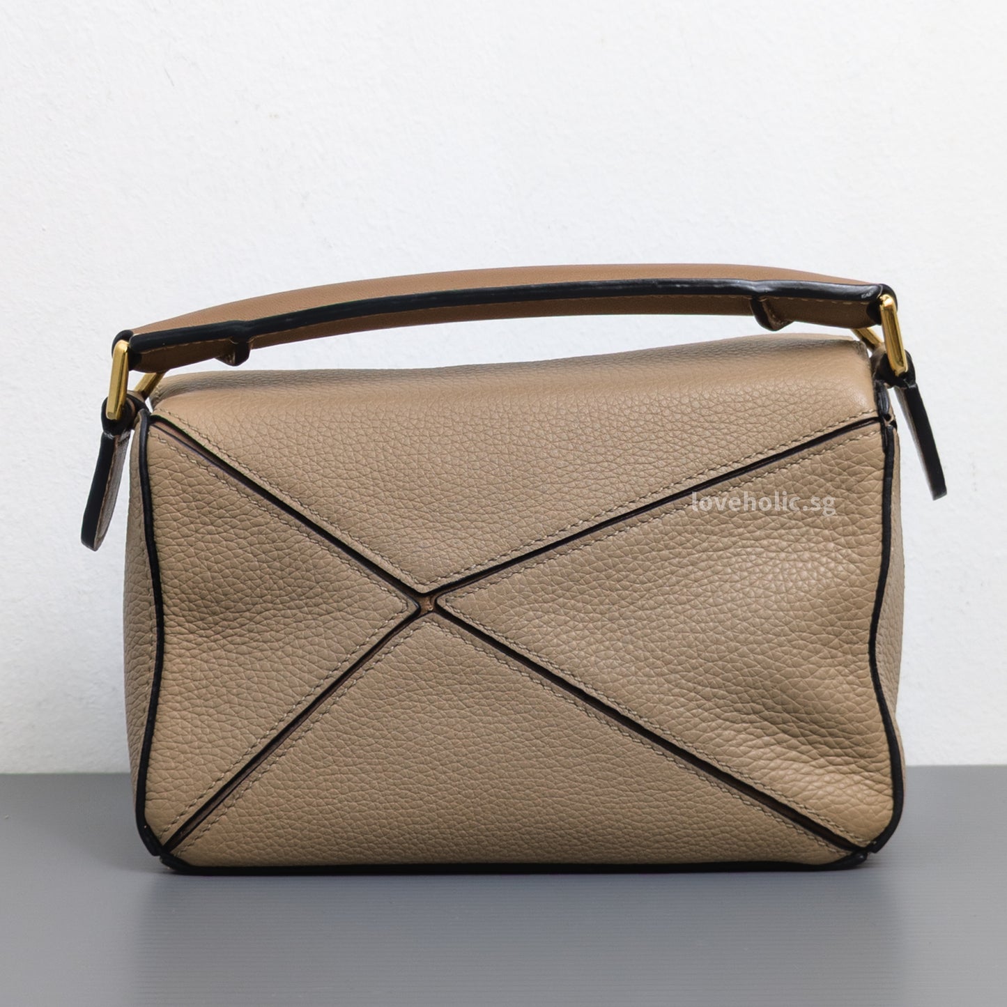 Loewe Puzzle Mini | Sand/ Mink Calfskin Gold Hardware-back
